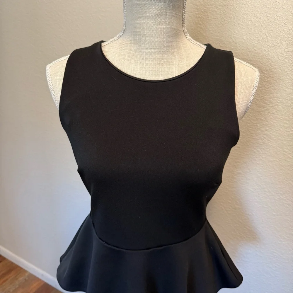 Elegant Black Sleeveless Peplum Top by Worthington Petite - Size PS - Picture 3 of 16